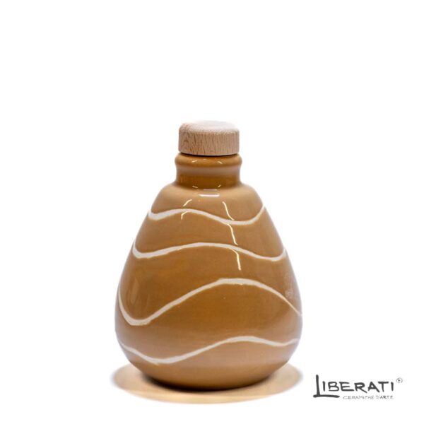 Bottiglia in ceramica artistica incisa a fantasia Tortora