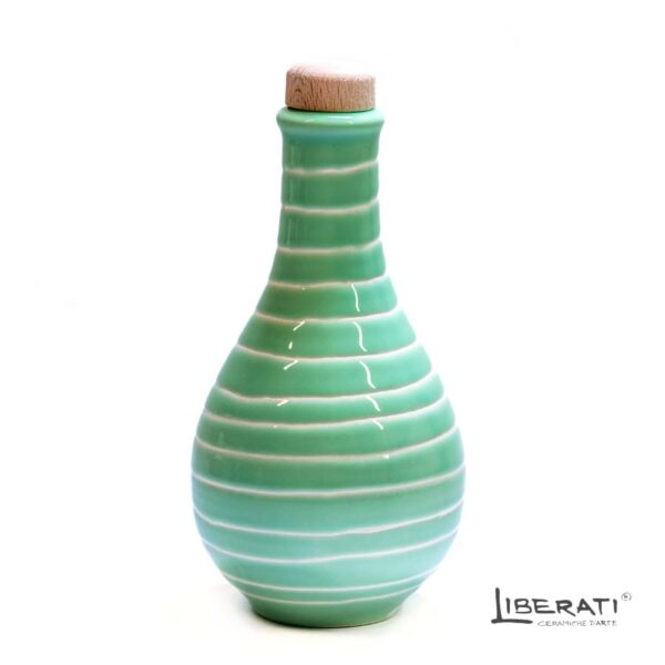 Bottiglia in ceramica artistica incisa Verde Acqua
