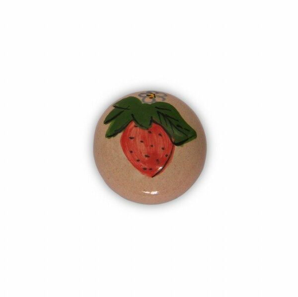 Pomello in maiolica dipinto a mano Fragola, base in cromo