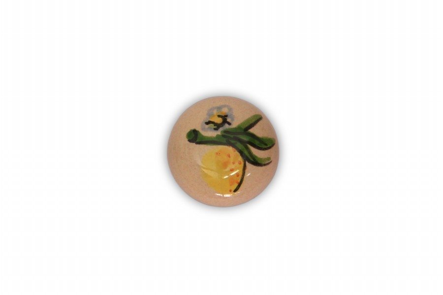 Pomello in maiolica dipinto a mano Limoni, base in ottone