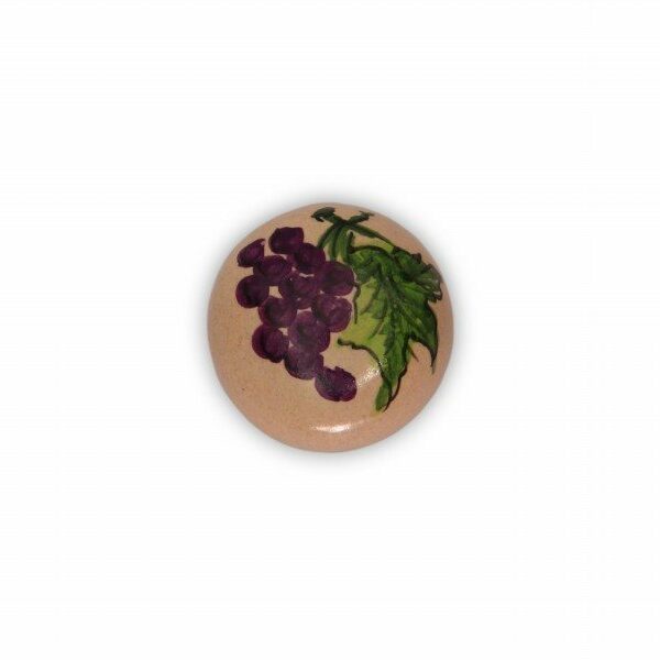 Pomello in maiolica dipinto a mano Uva, base in bronzo