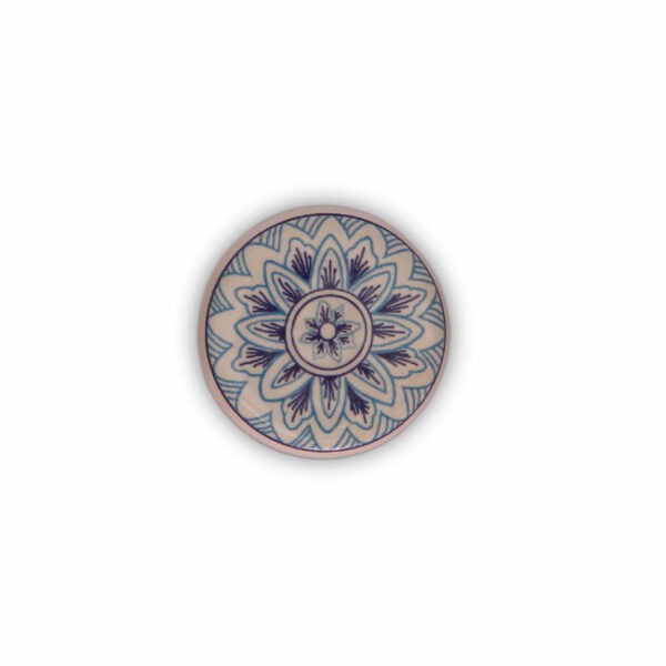 Pomello in maiolica decoro Mizar a stampa digitale, ottone