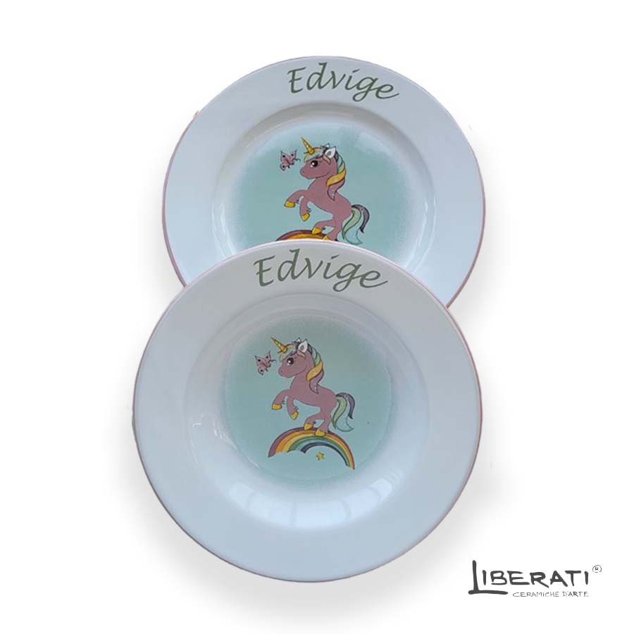 Set pappa_unicorno Piatto Set Pappa in ceramica Unicorno