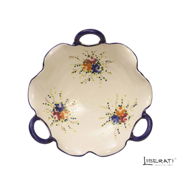Fruttiera in ceramica con 3 manici Rosaspina
