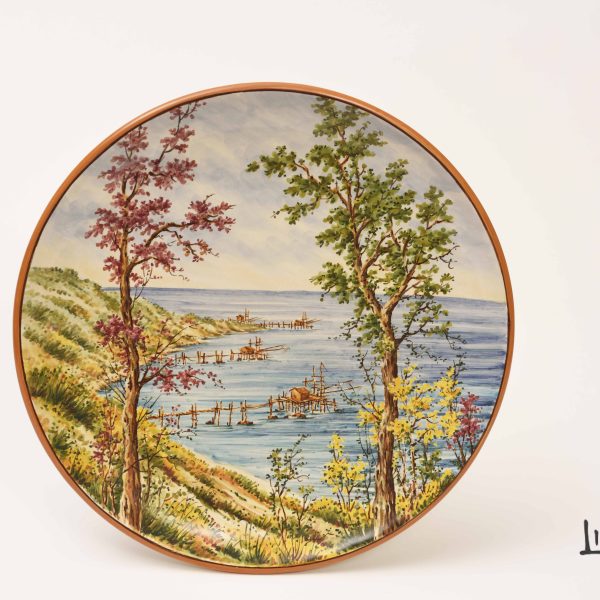 Piatto da Muro in Ceramica Paesaggio - 35 cm