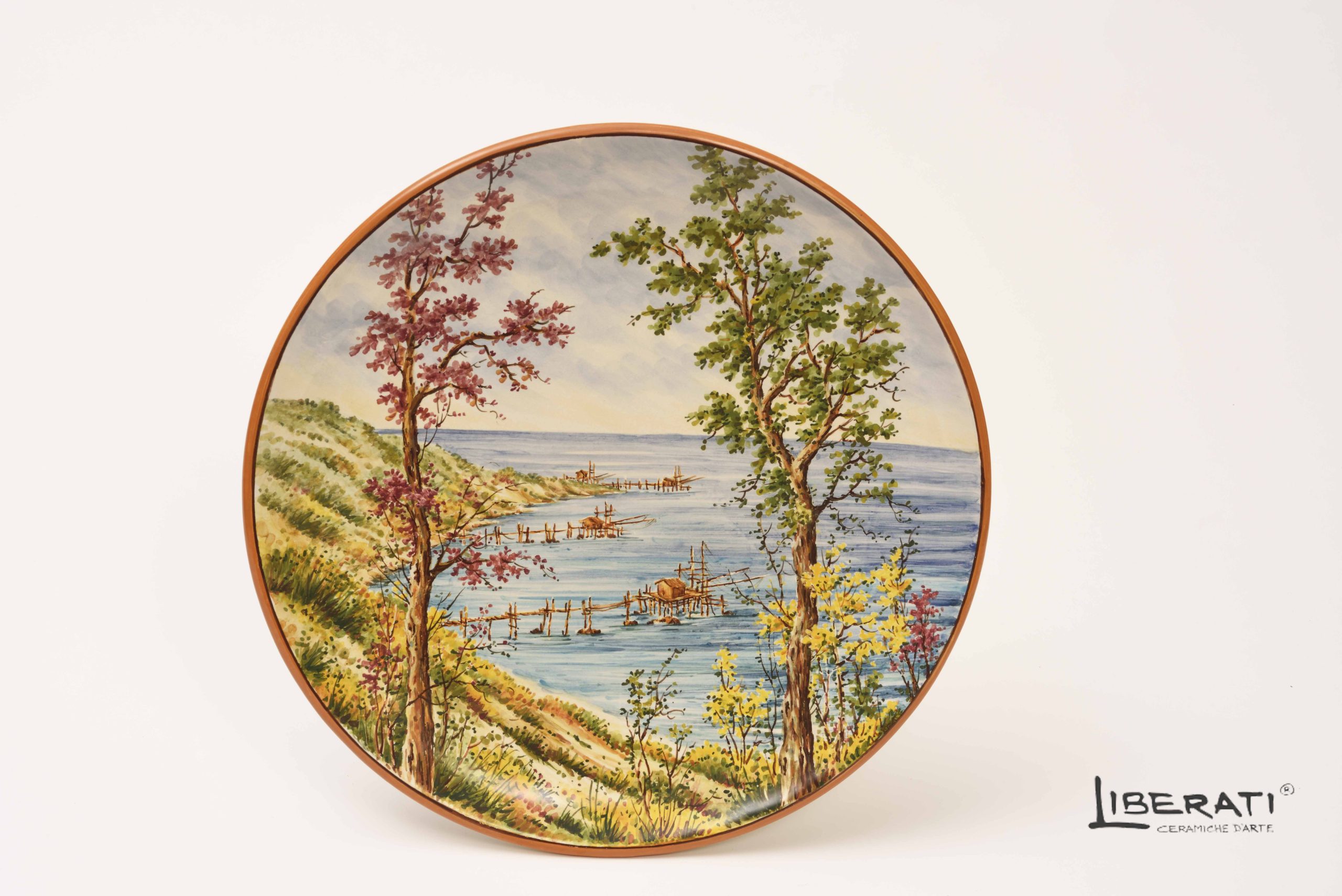 piatto da muro paesaggio Piatto da Muro in Ceramica Paesaggio - 35 cm