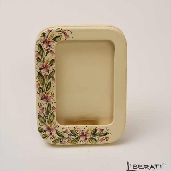 Portafoto medio in ceramica decoro orchidea a metà