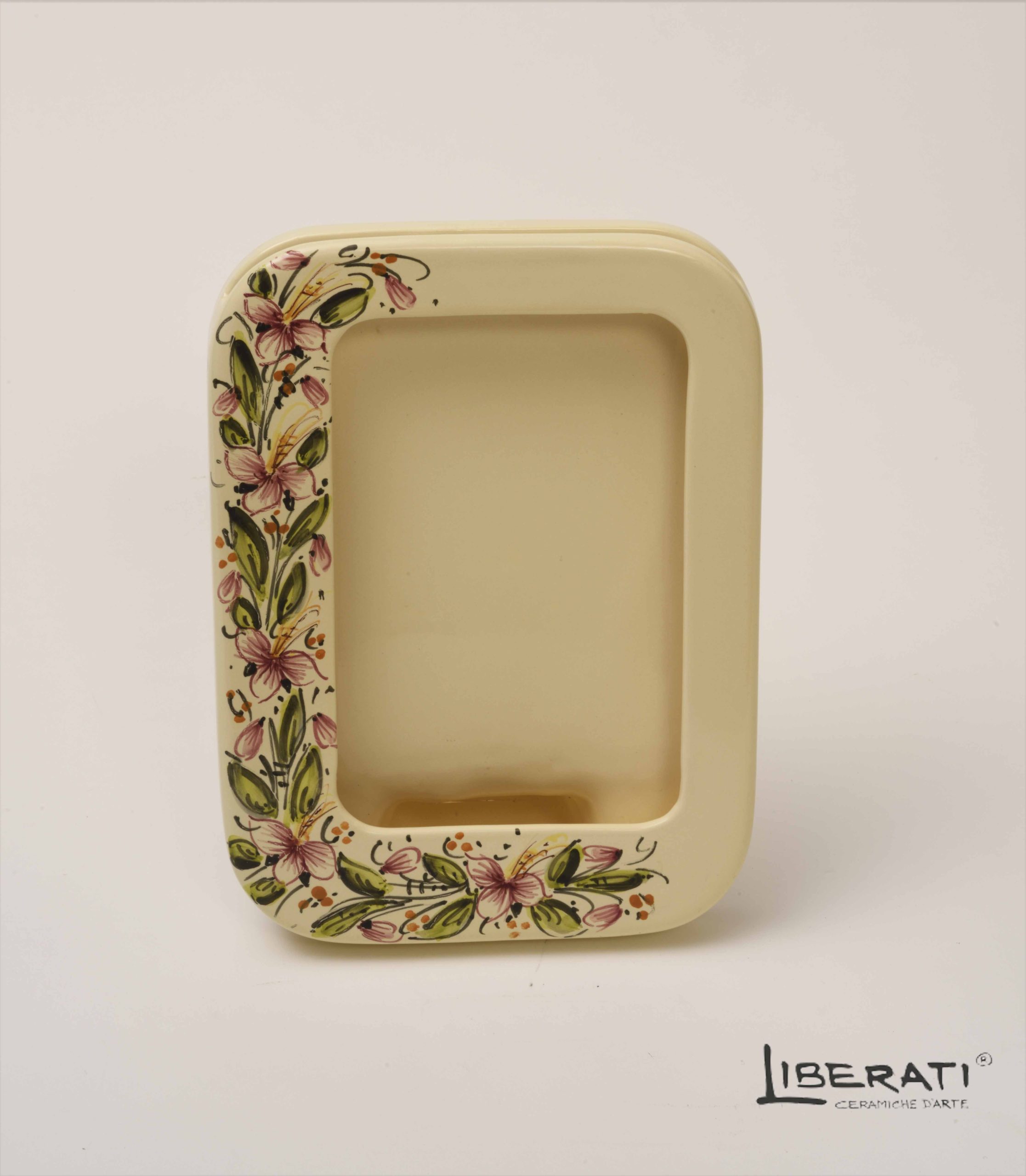 portafoto mezza orchidea Portafoto medio in ceramica decoro orchidea a metà
