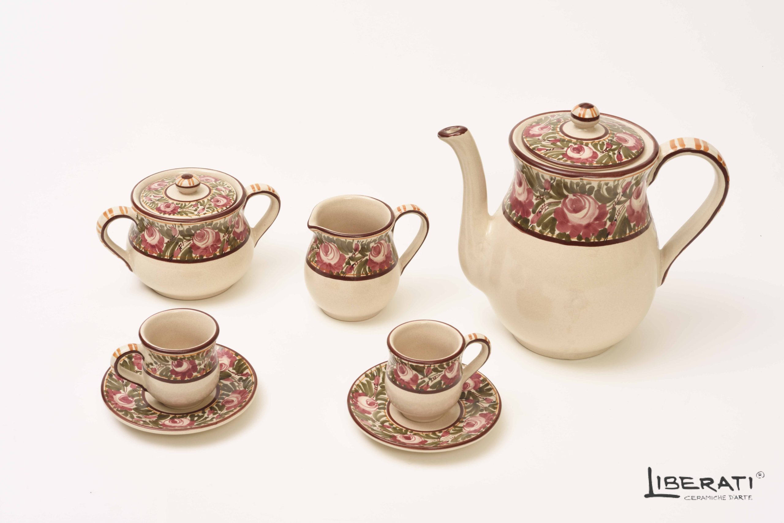 servizio da tè fascia rose Servizio da caffè in ceramica da 12 fascia rose