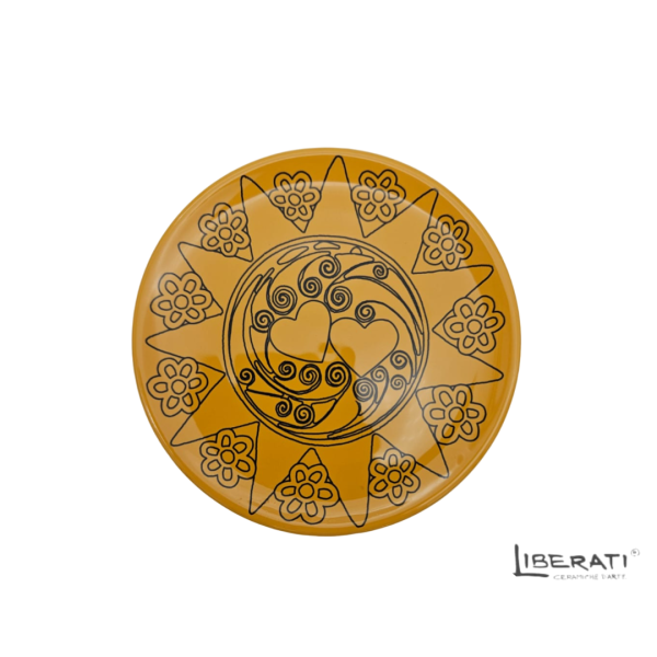 Piatto da muro in ceramica giallo con Presentosa