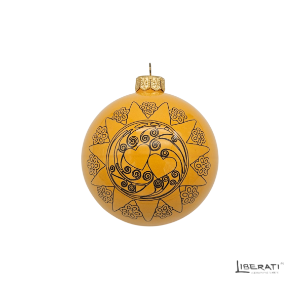 Pallina di Natale in ceramica Gialla con Presentosa