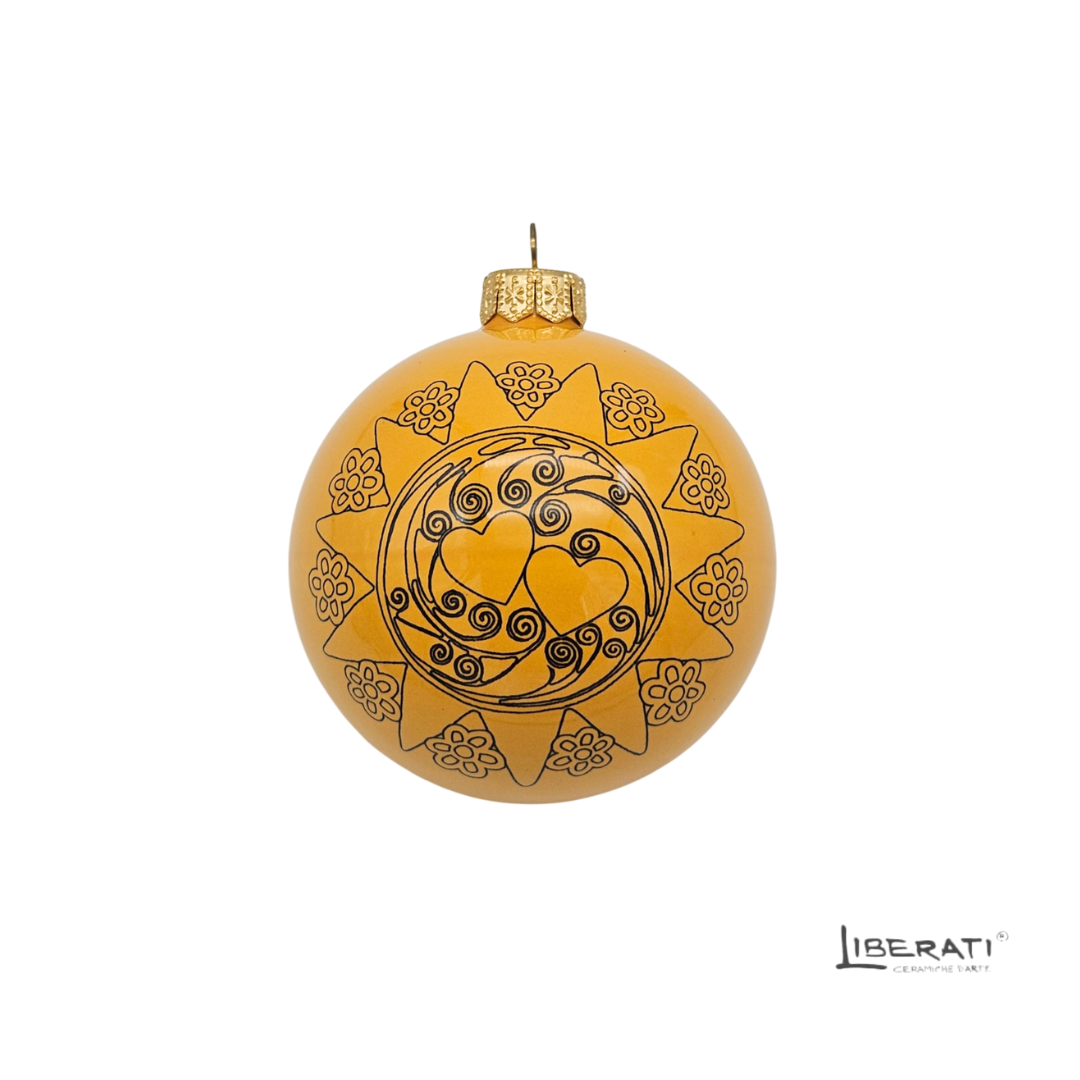 Pallina di Natale in ceramica Gialla con Presentosa Pallina di Natale in ceramica Gialla con Presentosa