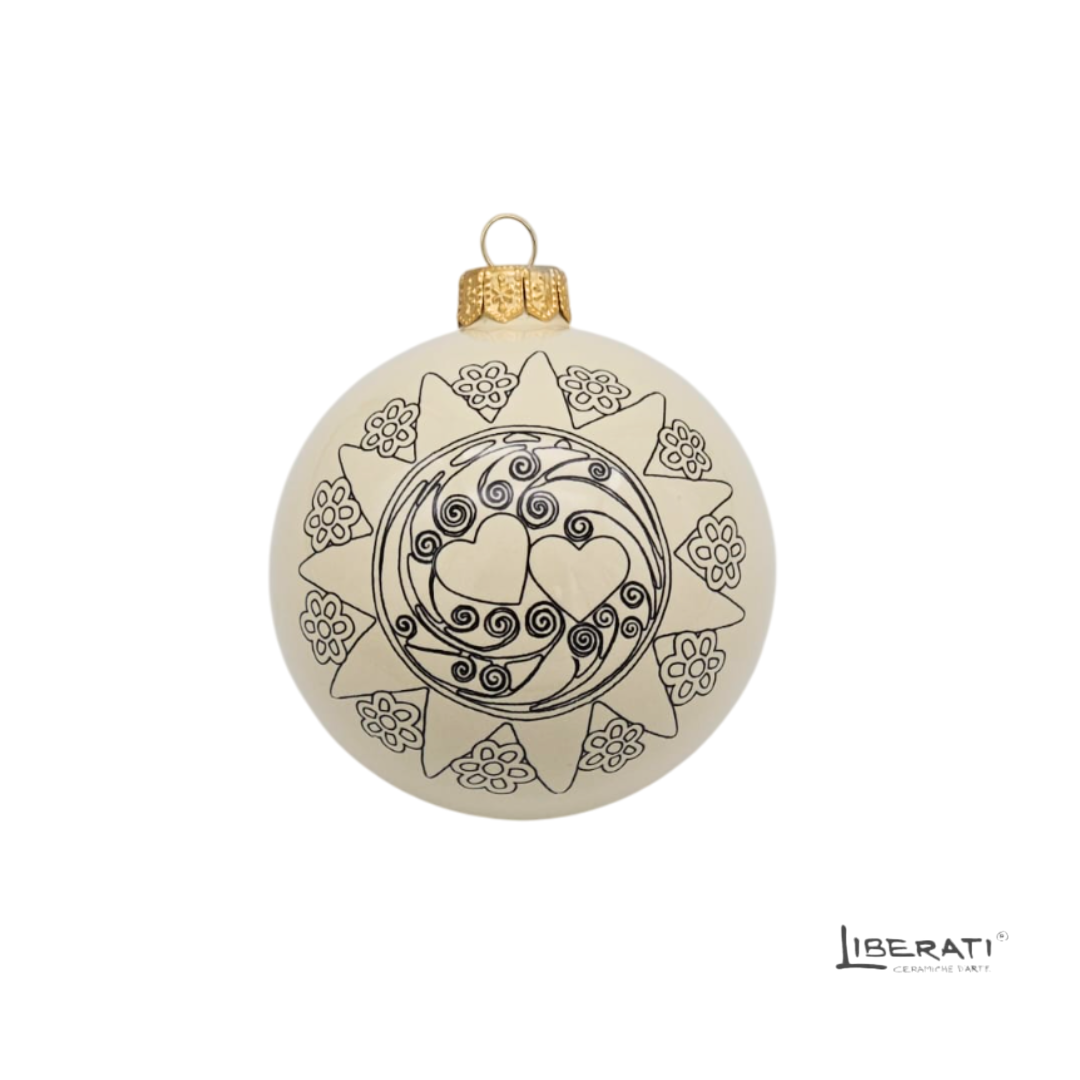 Pallina di Natale in ceramica Avorio con Presentosa Pallina di Natale in ceramica Avorio con Presentosa