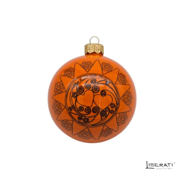 Pallina di Natale in ceramica Arancione con Presentosa