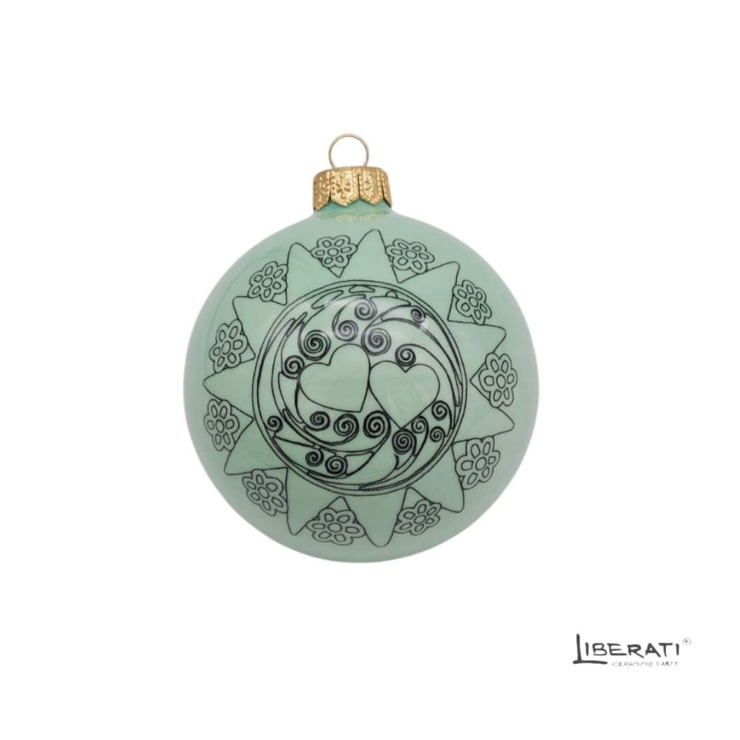 Pallina di Natale in ceramica Verde Acqua con Presentosa Pallina di Natale in ceramica Verde Acqua con Presentosa