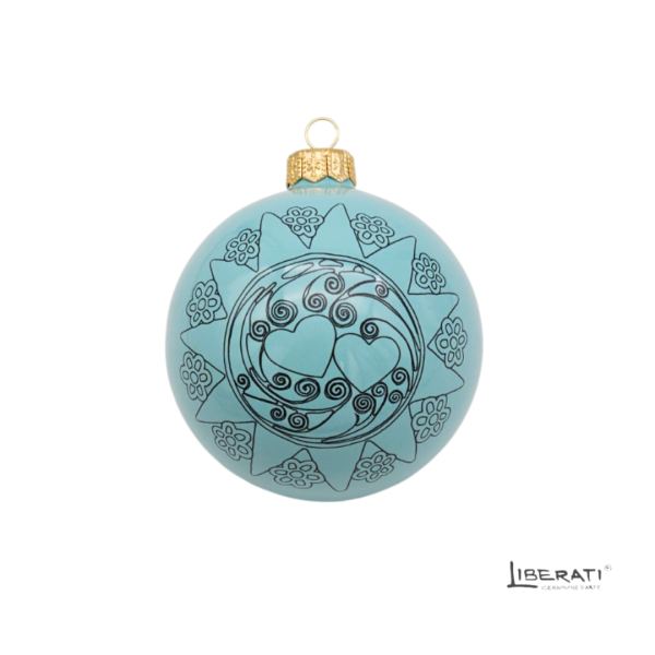 Pallina di Natale in ceramica Verde Tiffany con Presentosa