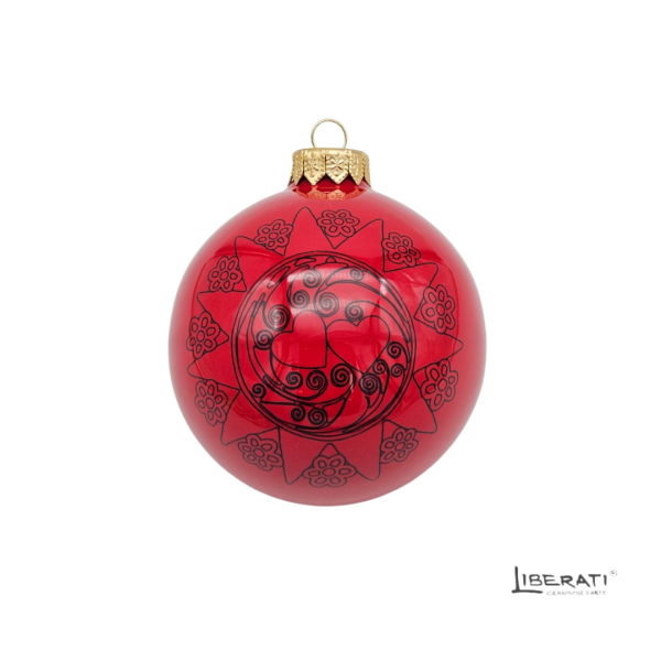 Pallina di Natale in ceramica Rossa con Presentosa