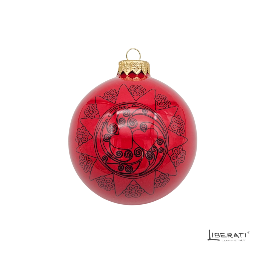 Pallina di Natale in ceramica Rossa con Presentosa Pallina di Natale in ceramica Rossa con Presentosa