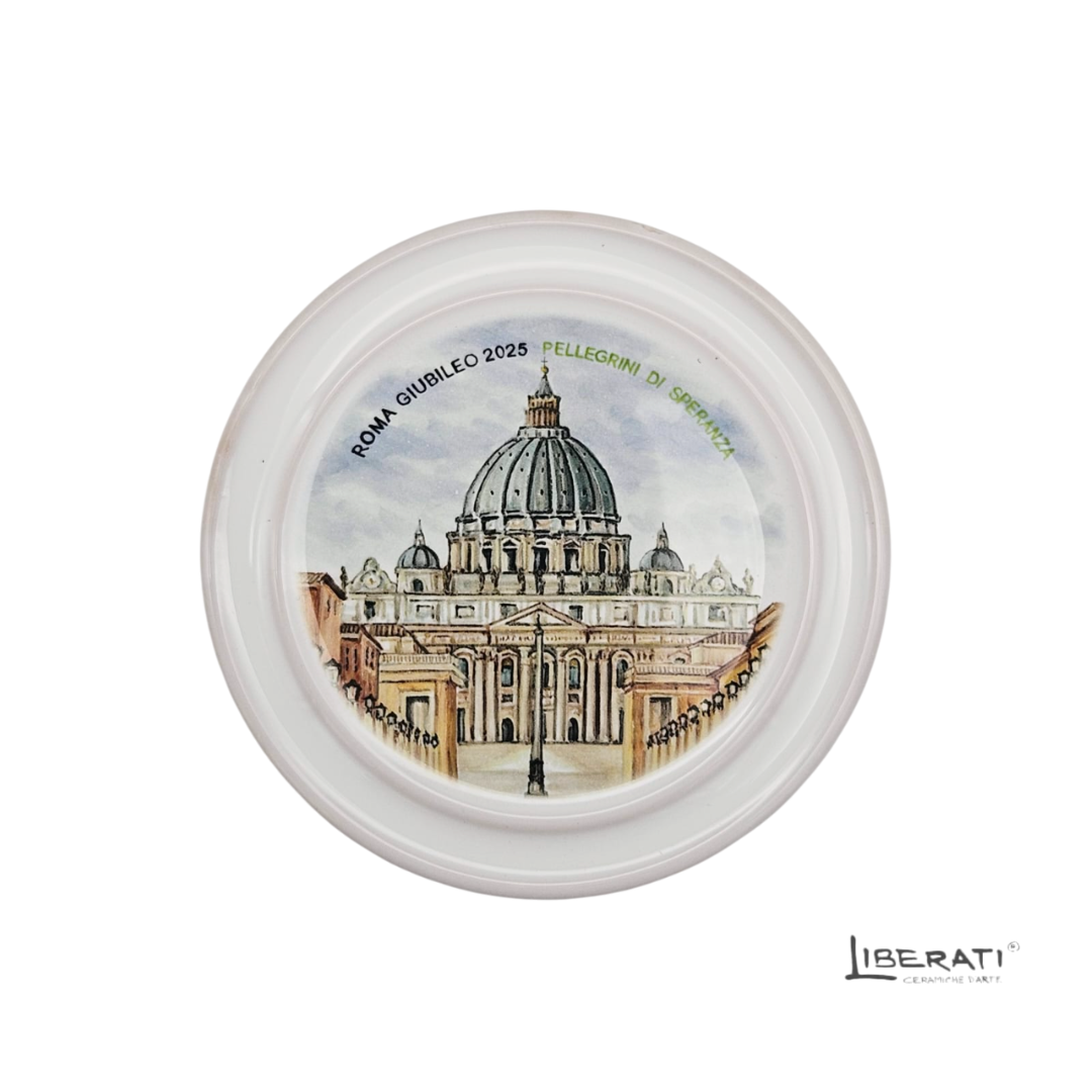 Sottobicchiere sottocaffettiera sottobottiglia in ceramica Tributo al Giubileo del 2025 Sottobicchiere sottocaffettiera sottobottiglia in ceramica Tributo al Giubileo del 2025