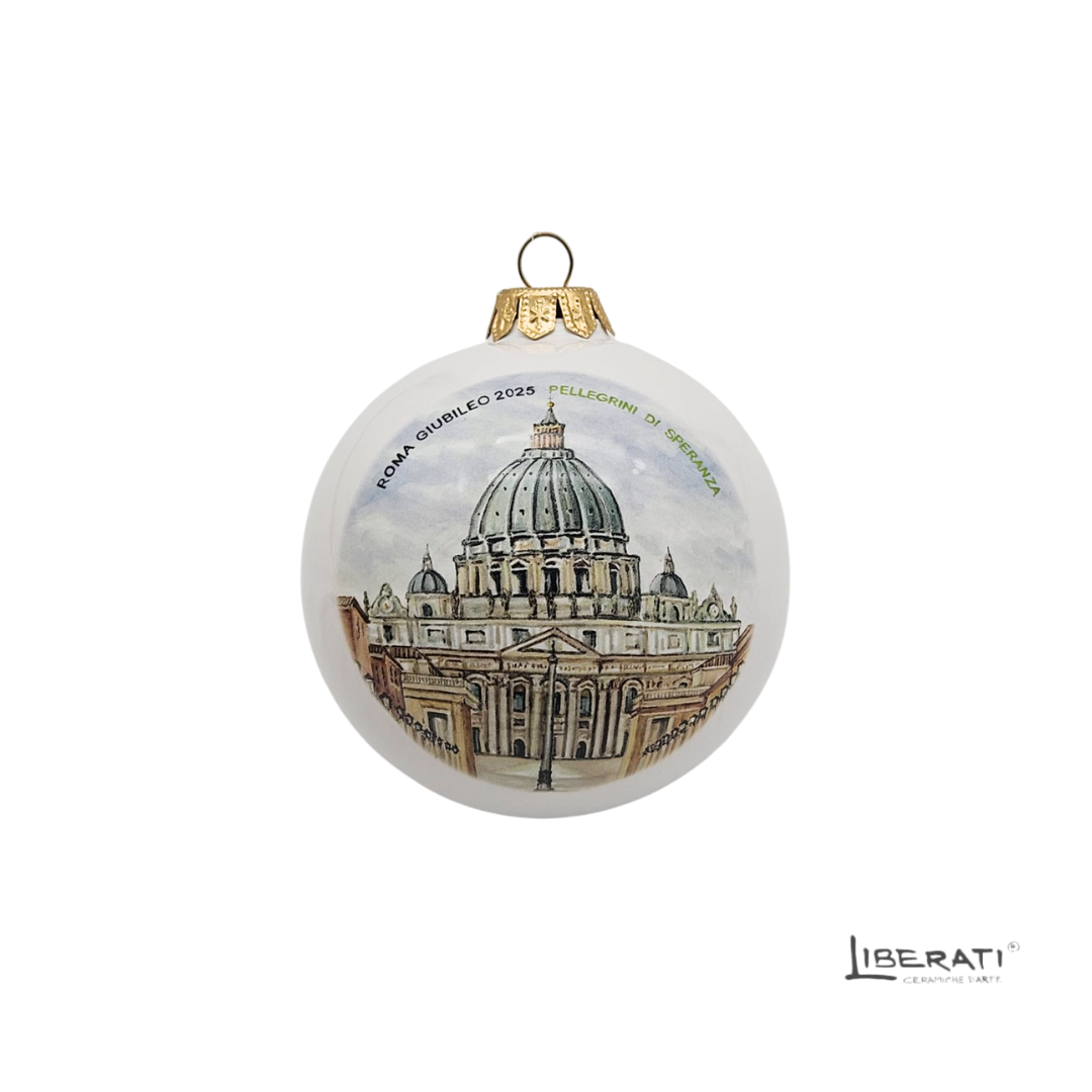 Pallina di Natale in ceramica Tributo al Giubileo del 2025 Pallina di Natale in ceramica Tributo al Giubileo del 2025