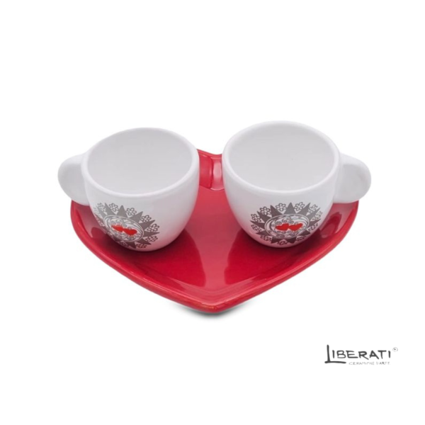 Servizio tête-à-tête in ceramica Presentosa vassoio a cuore