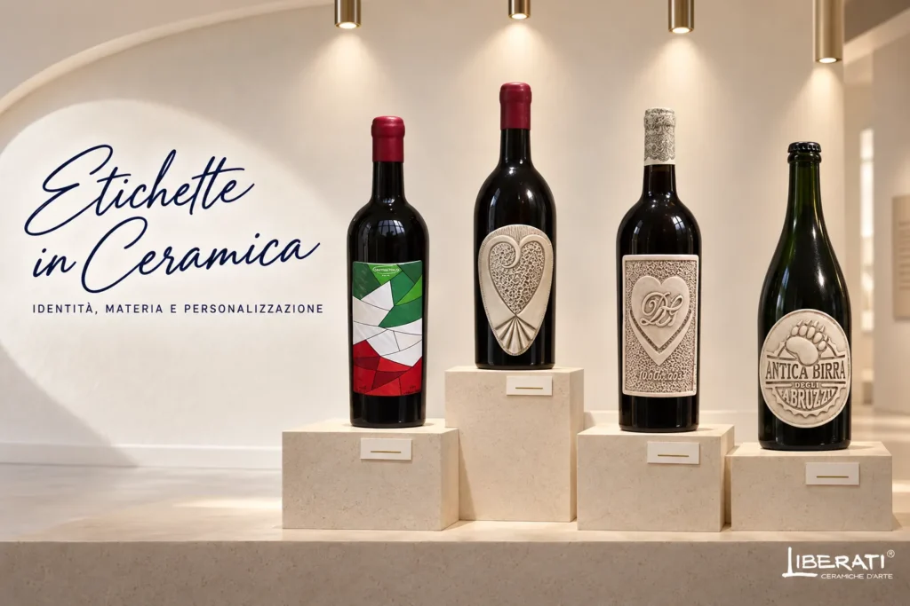 etichette per bottiglie in ceramica